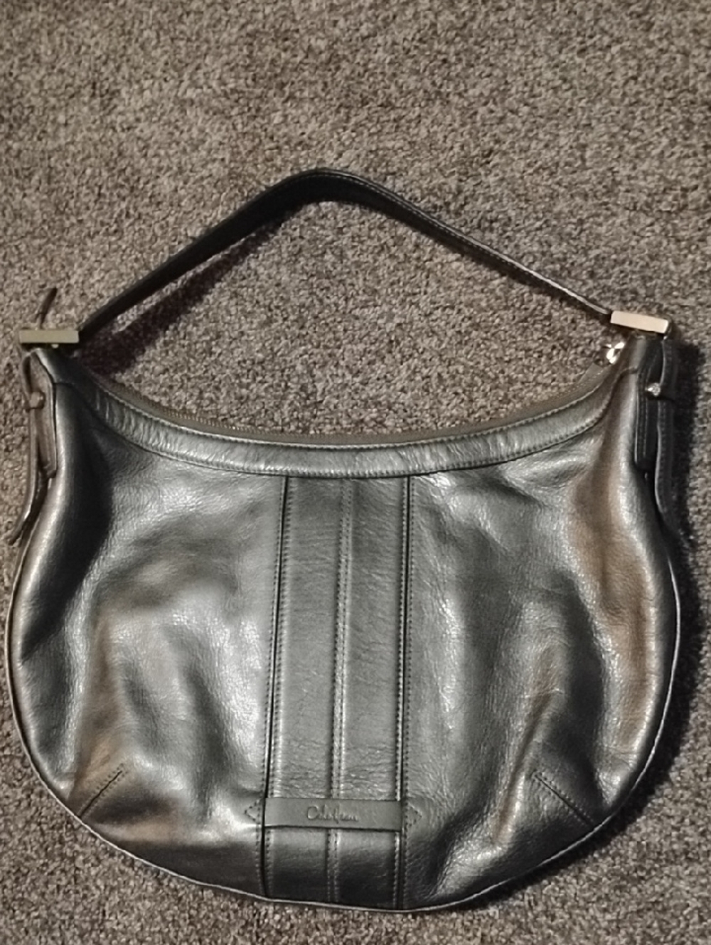 Cole Haan Dark Pewter Leather Hobo Shoulder Bag